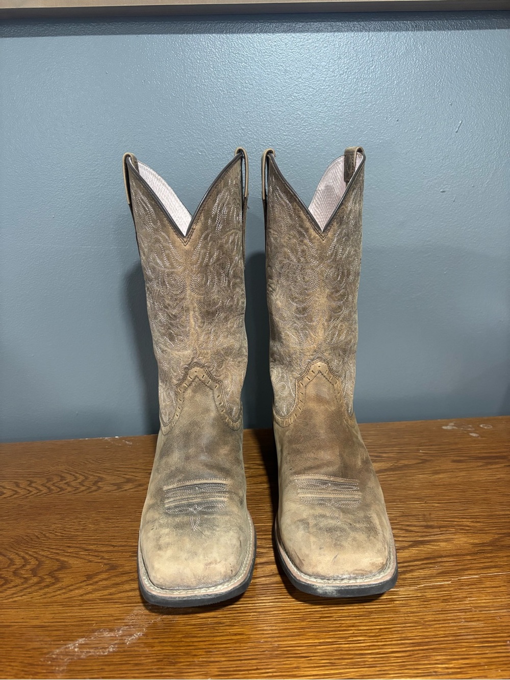 Ariat Tan and Pink Leather Boots